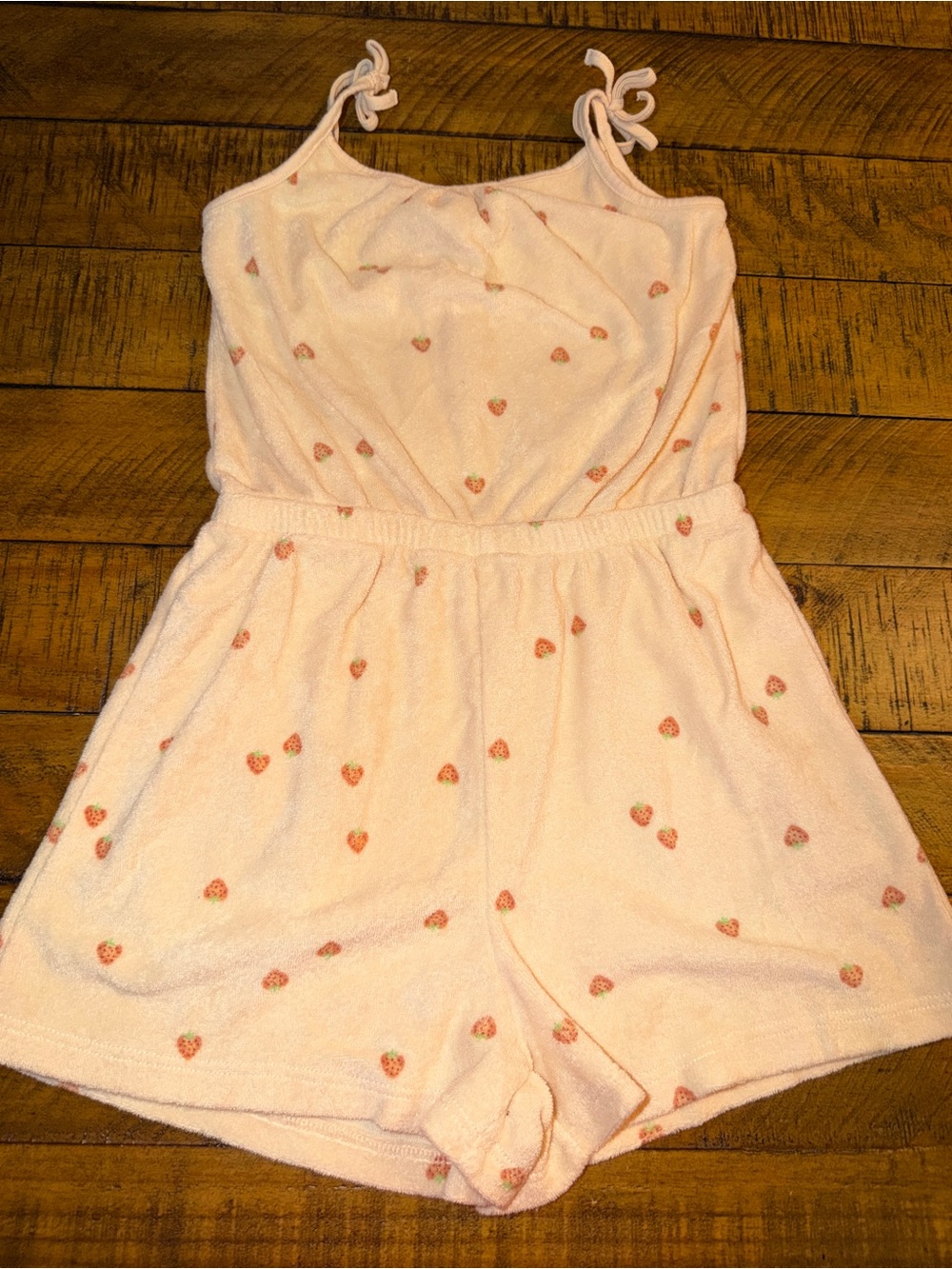 H&M Light Pink Strawberry Terry Romper